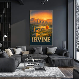 Irvine Scenic View Hot Air Balloon City Skyline Mountains Poster