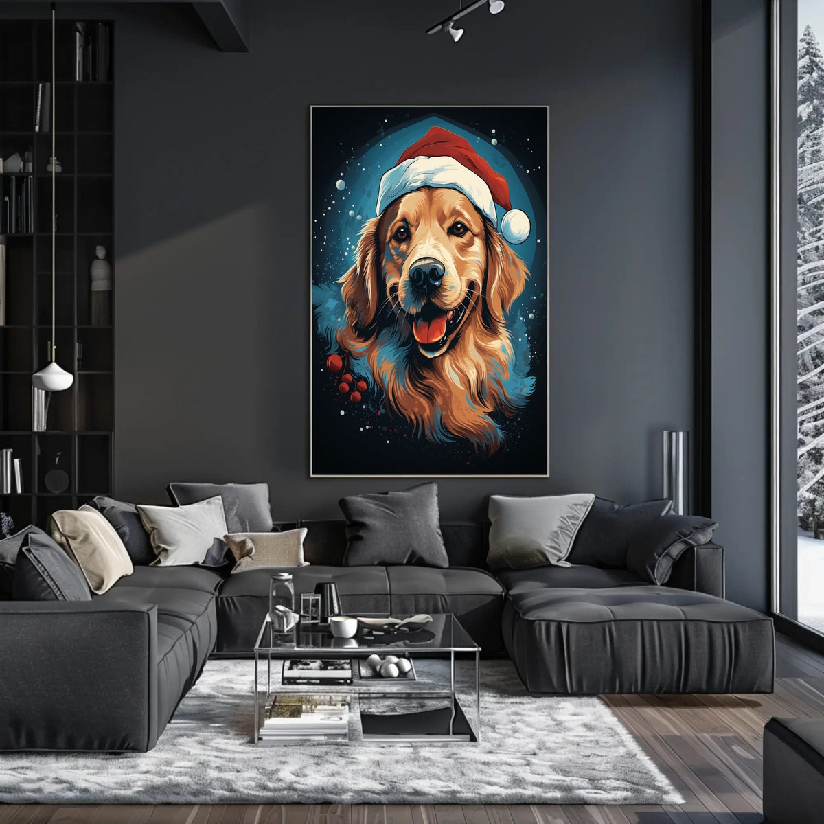 Golden Retriever Christmas Poster: Festive Holiday Decor