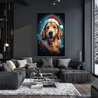 Golden Retriever Christmas Poster: Festive Holiday Decor