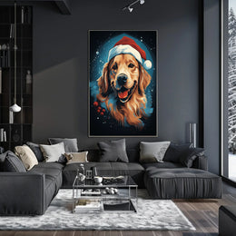 Golden Retriever Christmas Poster: Festive Holiday Decor