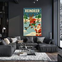 Festive Reindeer Ice Hockey Holiday Sports Poster