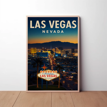 Night View Las Vegas Nevada Strip Lights Poster