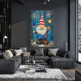 patriotic gnome holding a sparkler Poster