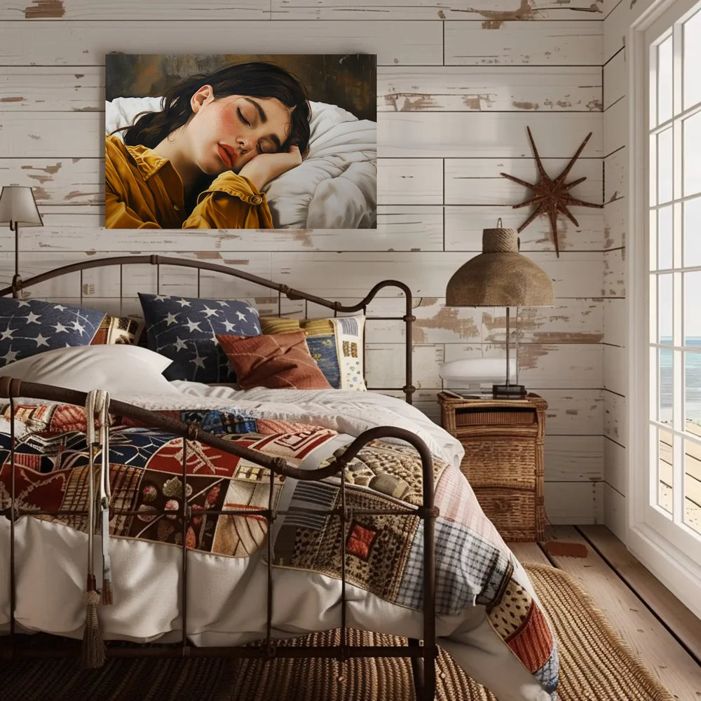 Serene Sleep: Hyper-Realistic Bedroom Art Print