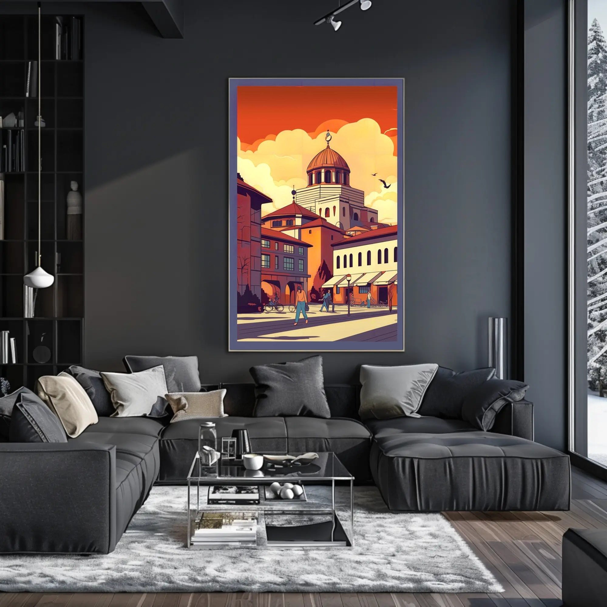 Tranquil Cityscape at Dusk Poster