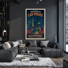 Las Vegas Vintage Skyline Poster: Nostalgic Travel Art