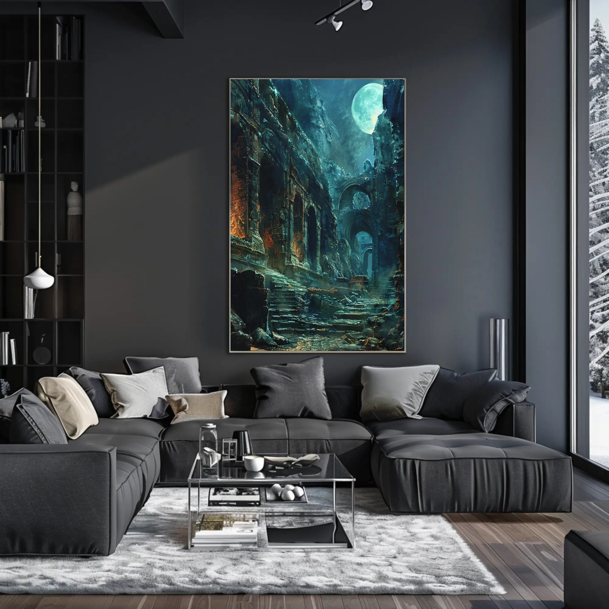 Mystical Moonlit Ruins Fantasy Mythology Poster PosterGoat