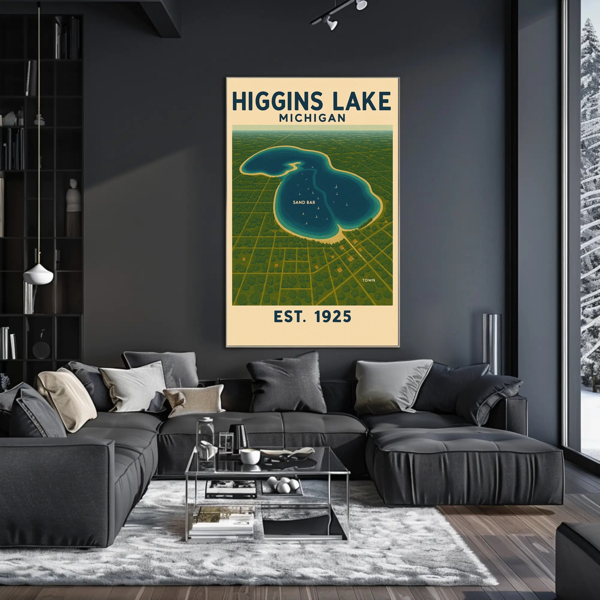 Higgins Lake Tranquil Vintage Travel Poster