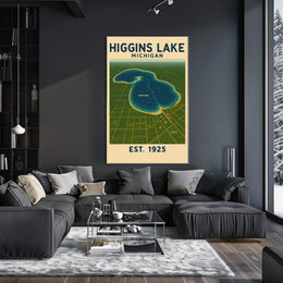 Higgins Lake Tranquil Vintage Travel Poster