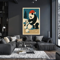 Pandas Winter Scene Poster