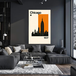 Chicago Cityscape Silhouette Art Print Travel Poster