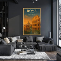 Rome Vintage Travel Poster Italy Colosseum Print