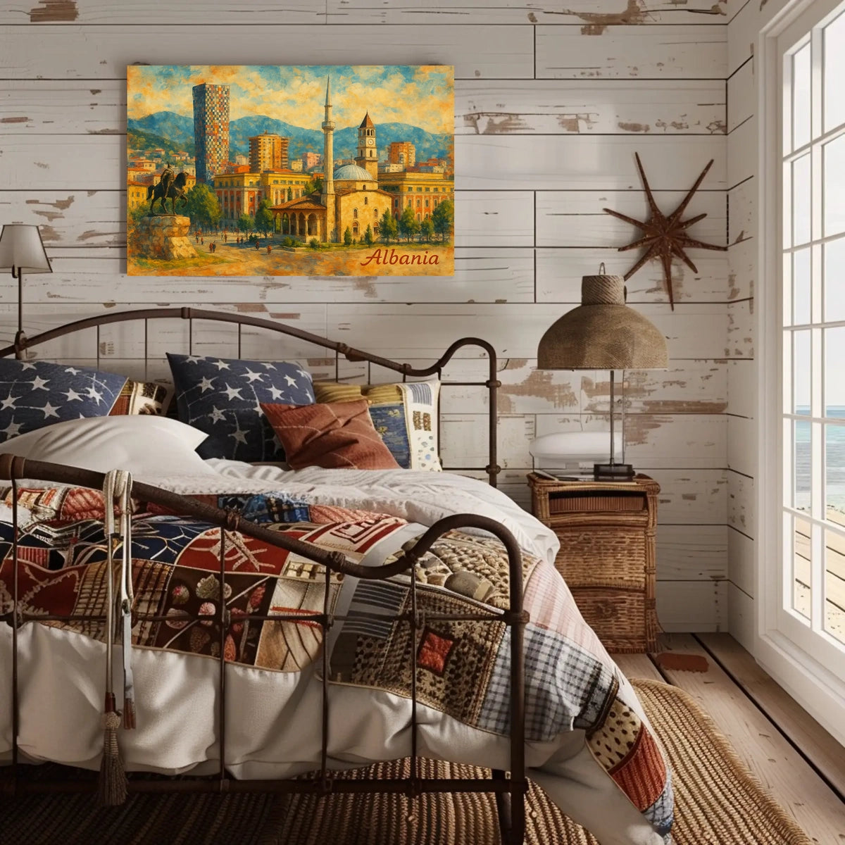 Tirana Cityscape Albania Timeless Travel Realism Heritage Skyline Wanderer Poster