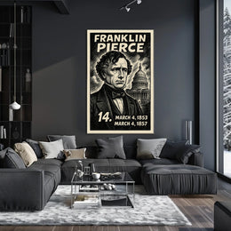 Franklin Pierce 14th President of the United States B & W Comic Sketch Poster