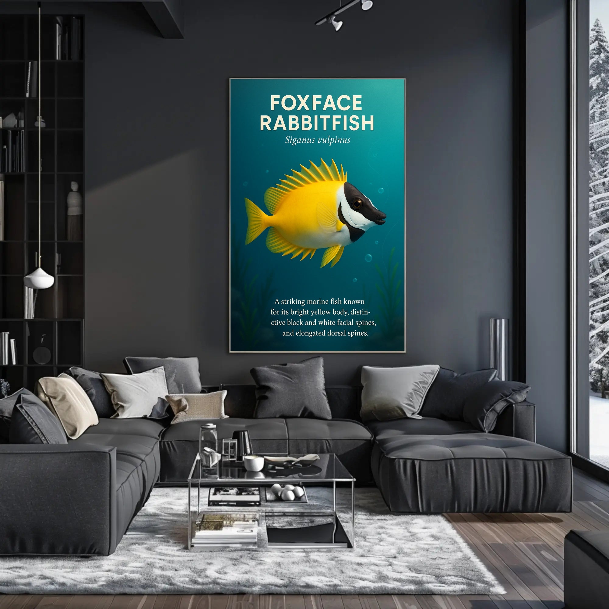Foxface Rabbitfish Vibrant Illustration Educational or Infographic Poster PosterGoat