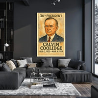 Calvin Coolidge Vintage Presidential Portrait Historical Poster