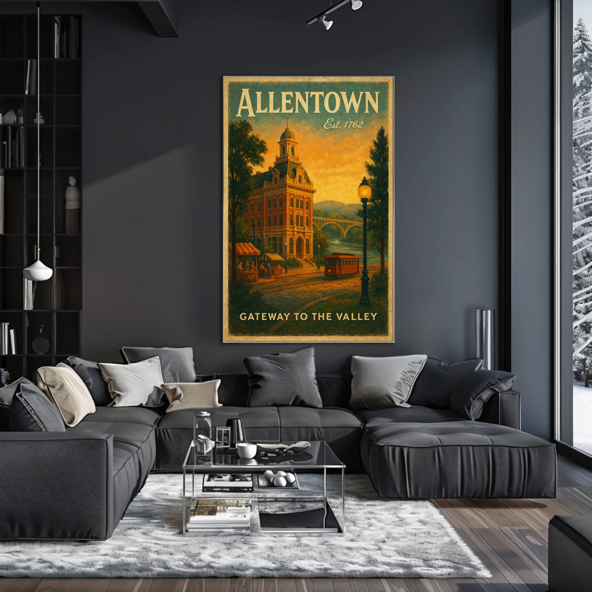 Historic Allentown Vintage Urban Cityscape Travel Poster