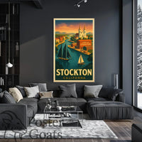 Port of Stockton Vintage Art Travel Poster