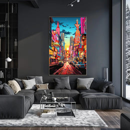 Vibrant Times Square Urban Scene Poster Modern Wall Art