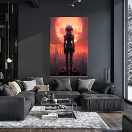 Futuristic Explorer At Sunset Poster PosterGoat