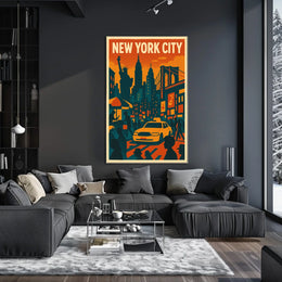 Vibrant New York City Poster for Urban Home Decor Art