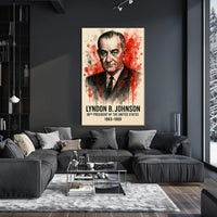 Lyndon B. Johnson Watercolor Presidential Historical or Presidential Poster