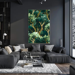 Lush Green Forest Abstract Artistic Poster