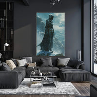 Lone Warrior on Snowy Mountain: Fantasy or Mythology Poster PosterGoat
