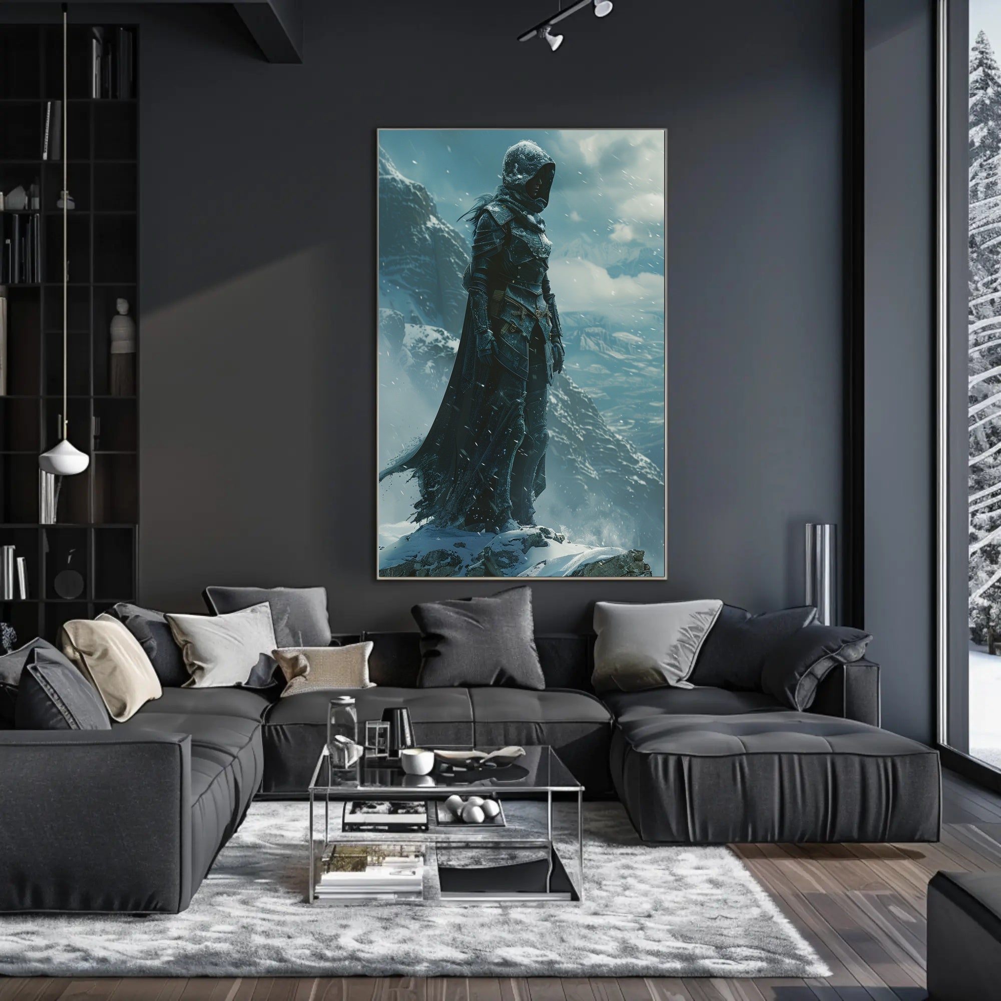 Lone Warrior on Snowy Mountain: Fantasy or Mythology Poster PosterGoat