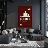 Detroit Skyline Est. 1701 Poster PosterGoat