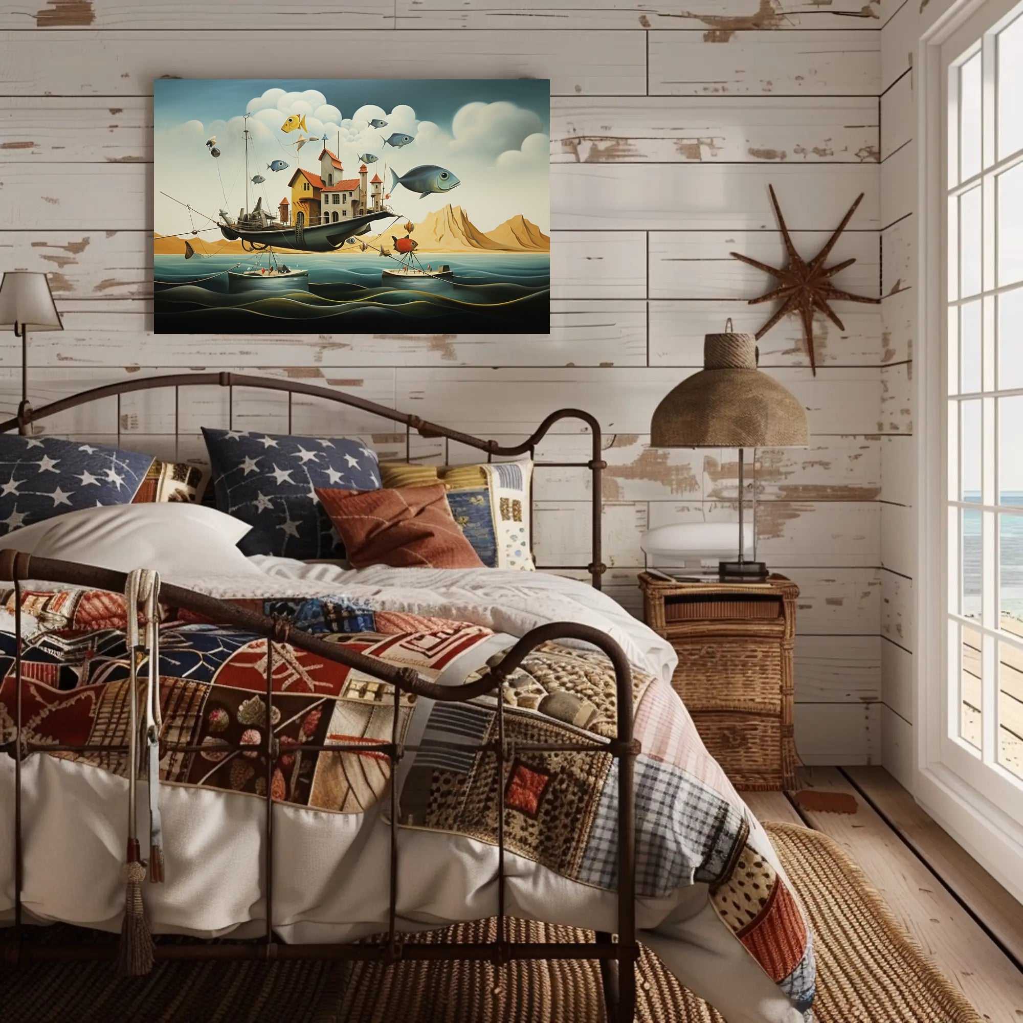 Fantastical Airborne Ship Fantasy Poster
