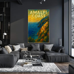 Amalfi Coast Poster Wall Art for Coastal Decor and Travel