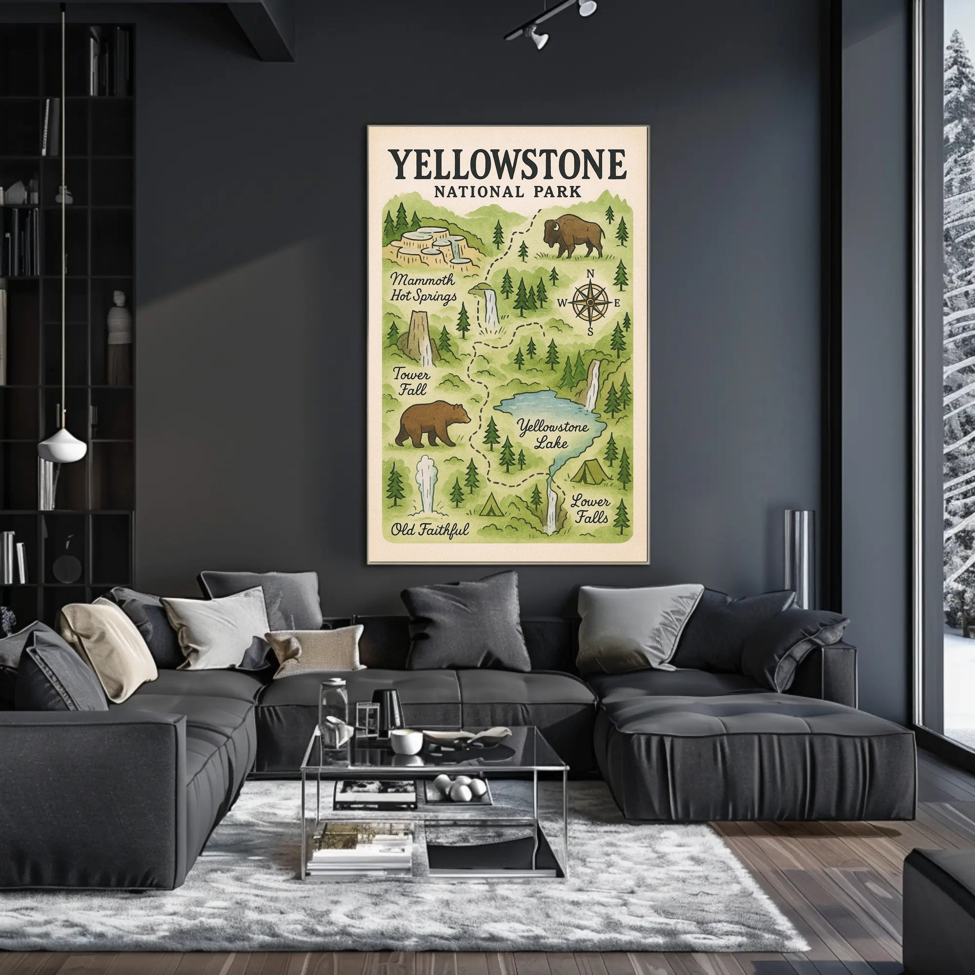 Yellowstone National Park Map Poster PosterGoat