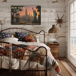 Iconic New York City Poster Vintage Travel Wall Art