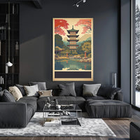 Tranquil Pagoda Reflections Poster