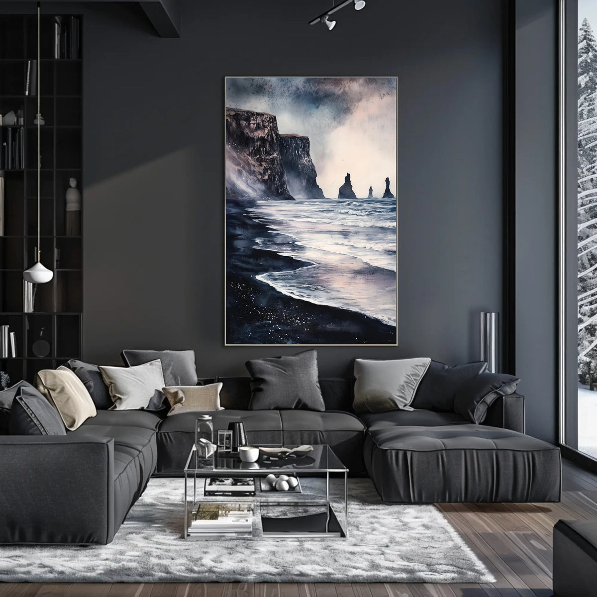 Iceland Vik Black Sand Beach and Reynisdrangar Rocks Poster