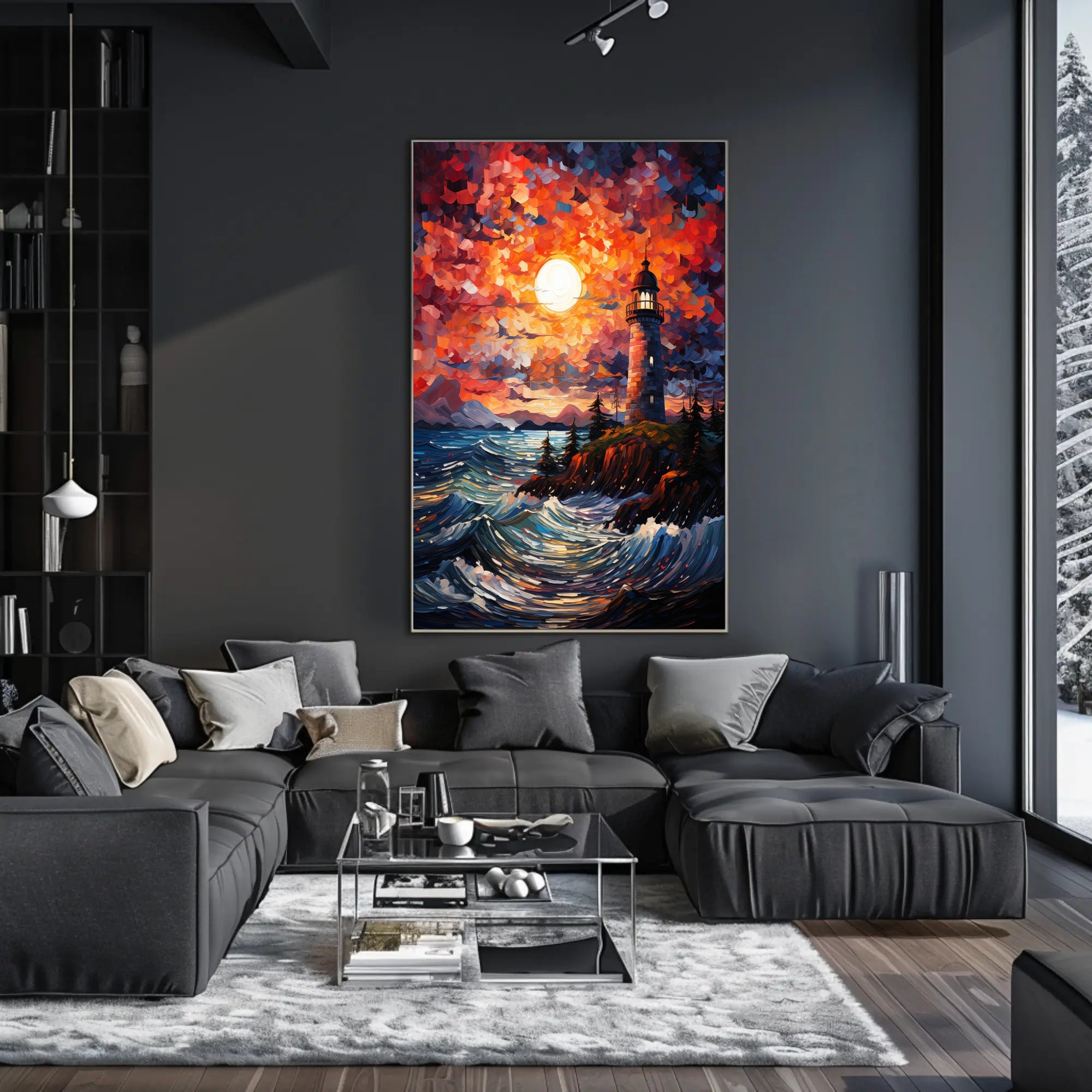 Lighthouse At Sunset Poster