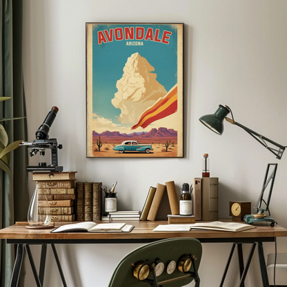 Avondale Arizona Desert Drive Vintage Travel Poster