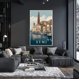 Symi Harbor Illustration Poster
