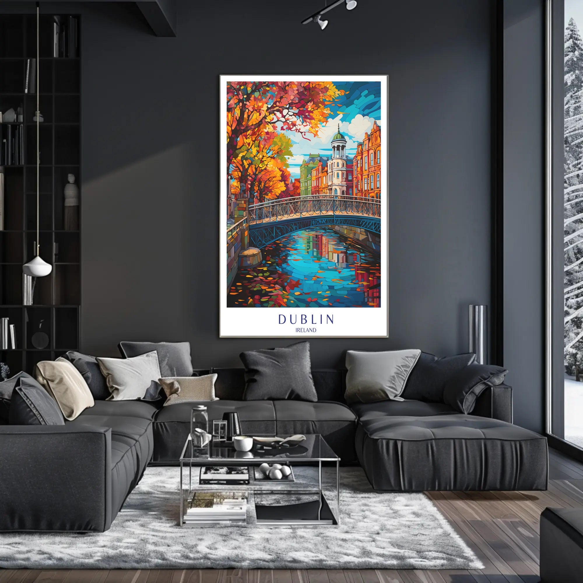 Dublin's Vibrant Bridge: European Charm Urban or Cityscape Poster PosterGoat