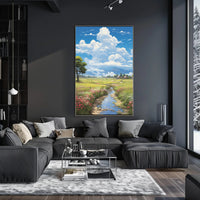 Serene and Idyllic Countryside Landscape Artistic Poster