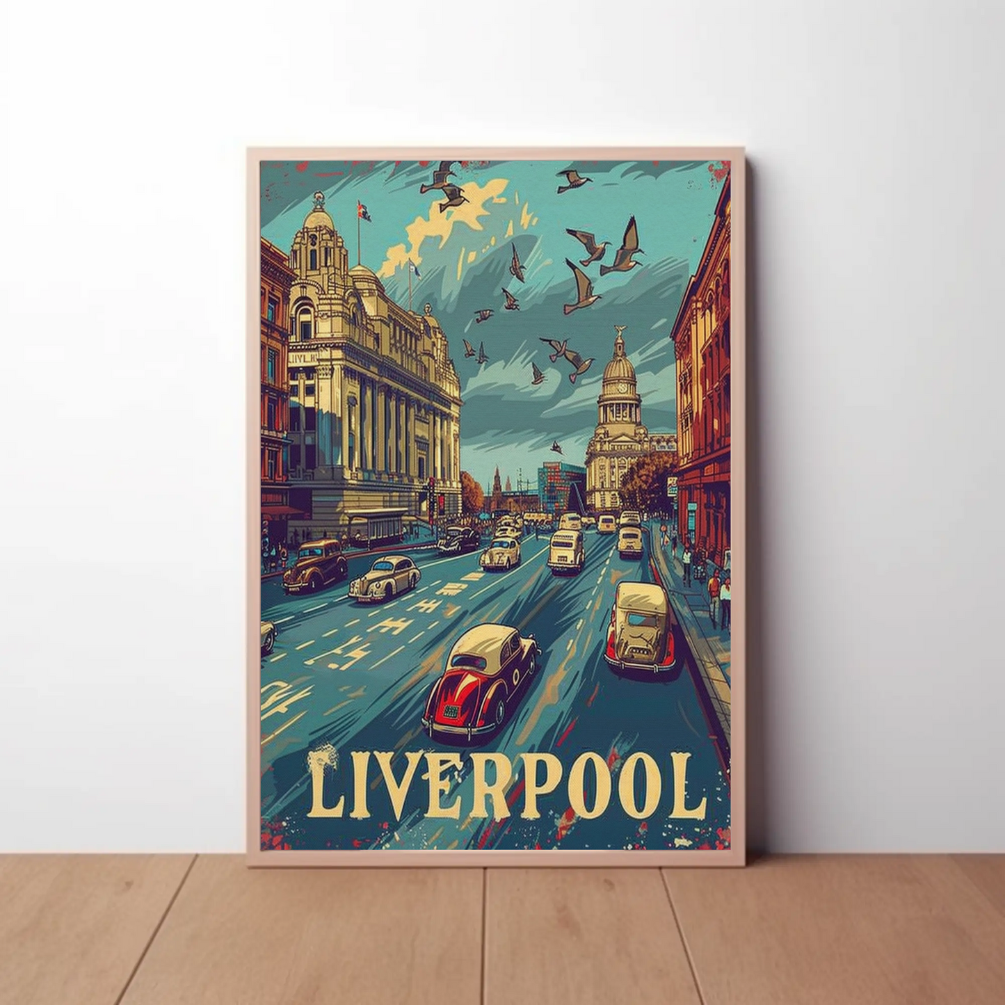Historic Liverpool Downtown Travel Poster