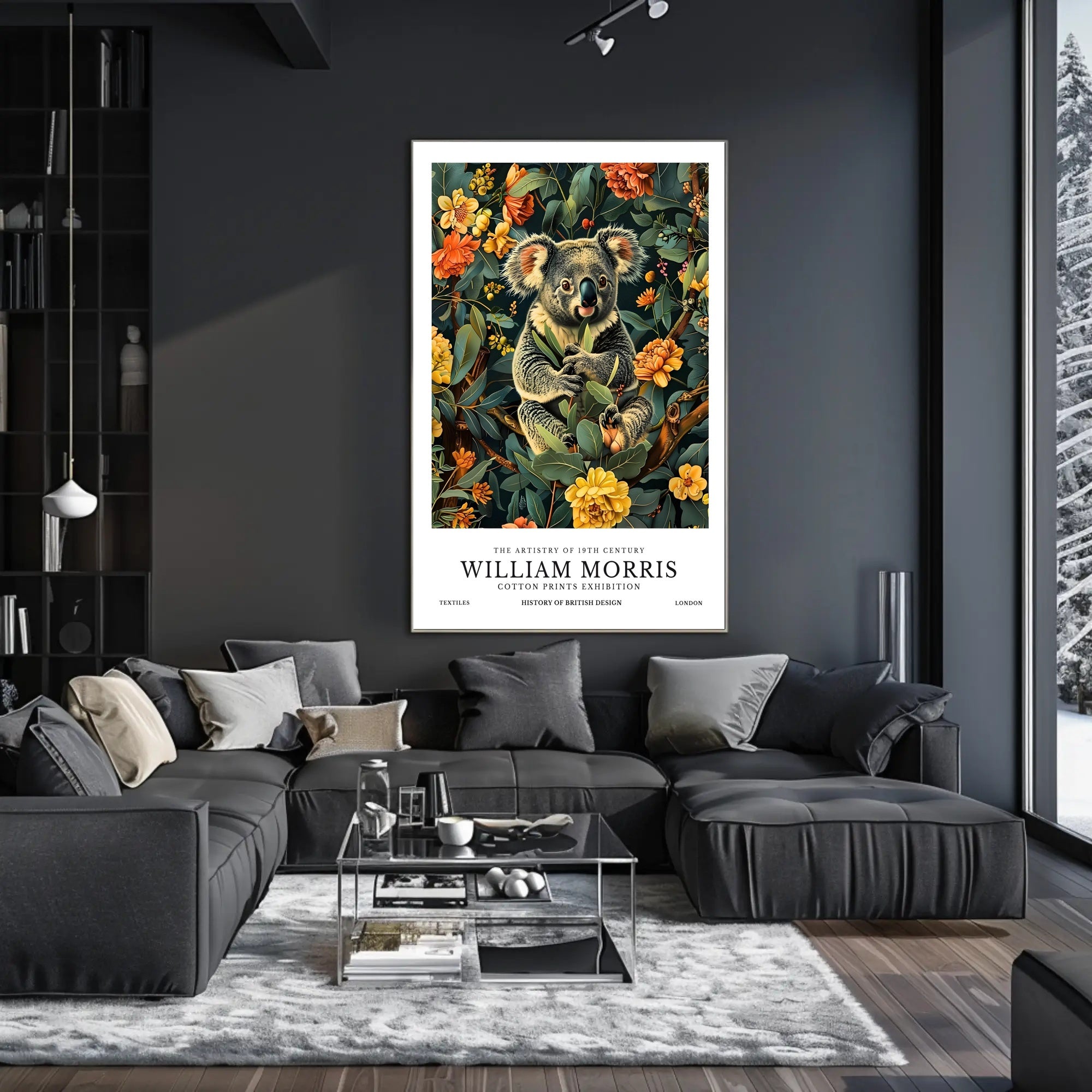 Whimsical Koala Art Poster with Nature-Inspired Design