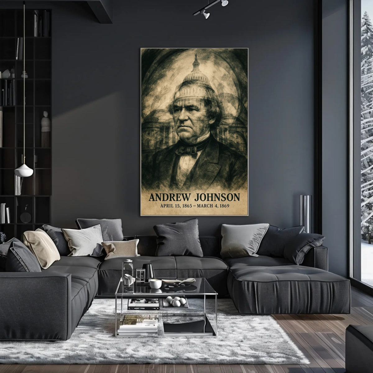 Andrew Johnson 17th President of the United States Double Exposure Poster