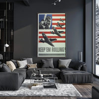 American Fighter Planes WWII Era Aviation Poster