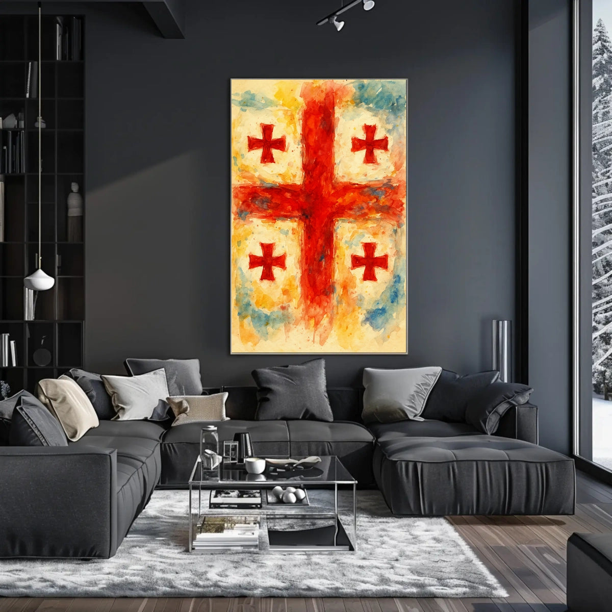 Vibrant Crosses Abstract Watercolor Poster