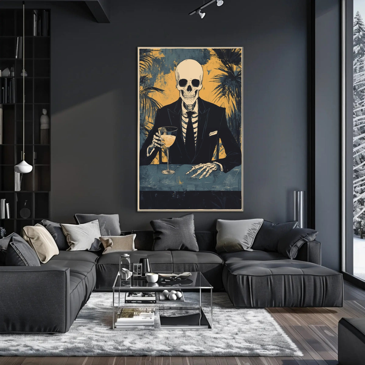 Skeleton in a Suit Elegant Macabre Tropical Poster