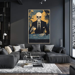 Skeleton in a Suit Elegant Macabre Tropical Poster