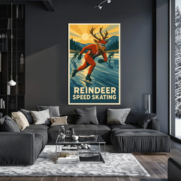 Reindeer Speed Skating Poster