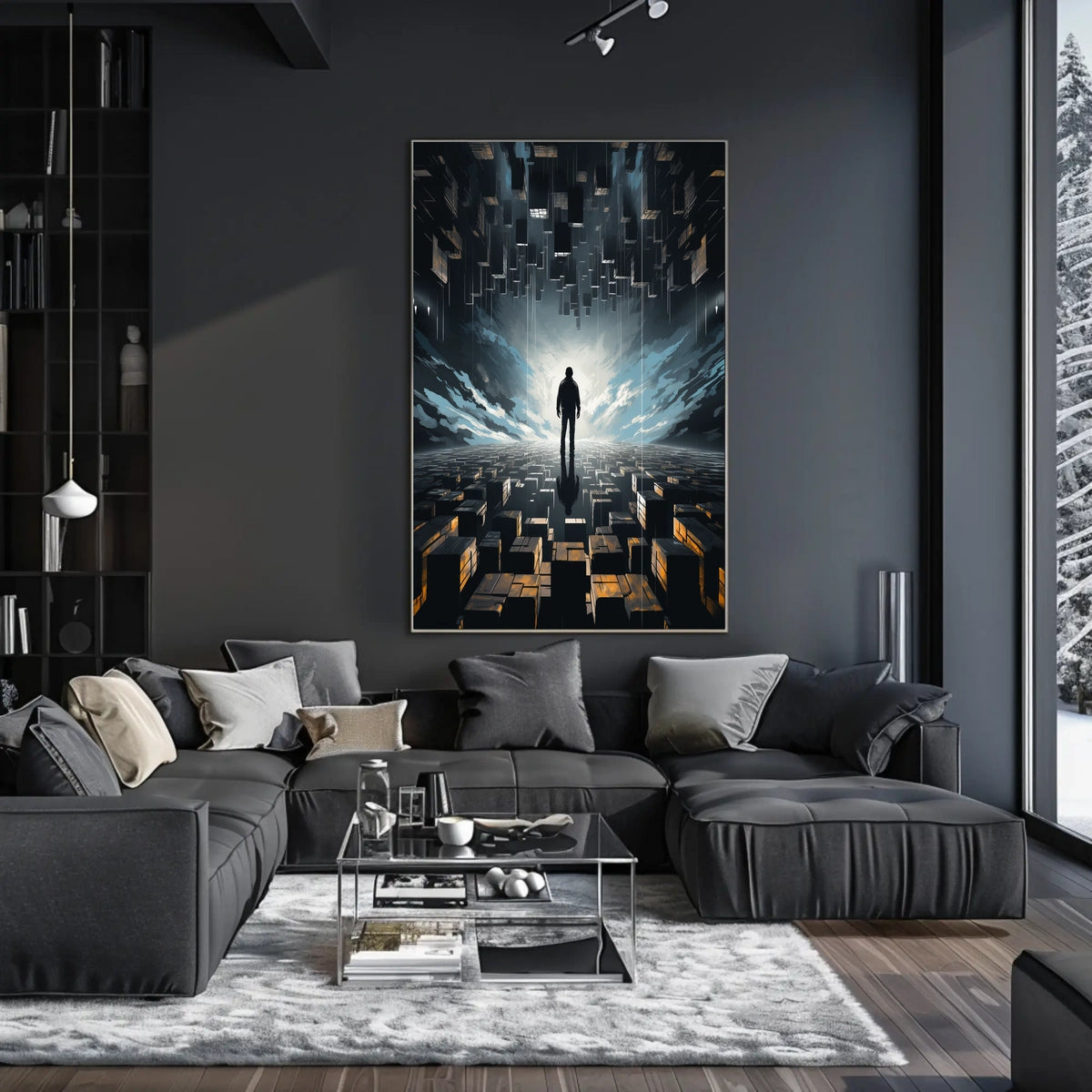 Surreal Futuristic Landscape: Abstract Sci-Fi Poster